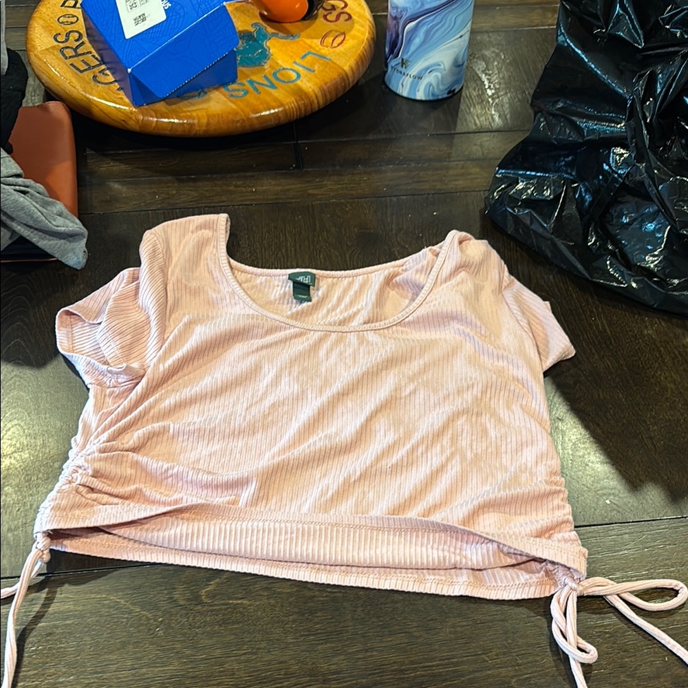 Wild Fable Pink Ruched Crop T-Shirt